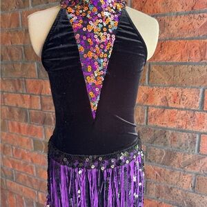 Weissman Black and Purple Sequin Dance Costume